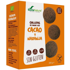 Galletas de Avena con Cacao y Naranja Sin Gluten Bio 200g - Delicatessin