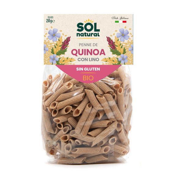 Penne Rigate de Quinoa con Lino Sin Gluten Bio 250g - Delicatessin
