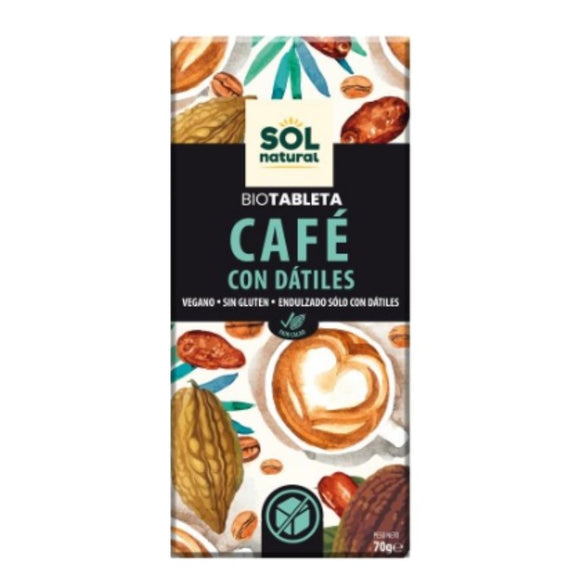 Chocolate de Café con Dátiles Bio 70g - Delicatessin