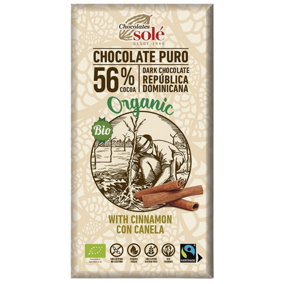 Chocolate Negro 56% Cacao con Canela Bio Fairtrade 100g - Delicatessin