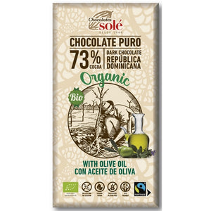 Chocolate Negro 73% con Aceite de Oliva Bio Fairtrade 100g - Delicatessin