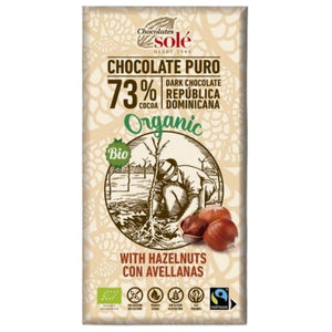 Chocolate Negro 73% Cacao con Avellanas Bio Fairtrade 150g - Delicatessin