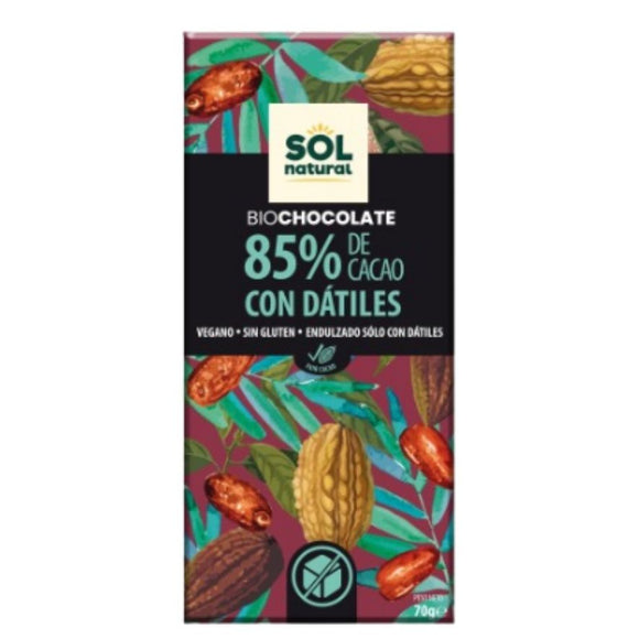 Chocolate Negro 85% con Dátiles Bio 70g - Delicatessin