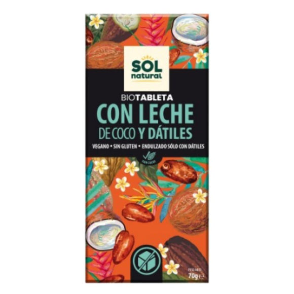 Chocolate con Leche de Coco y Dátiles Bio 70g - Delicatessin