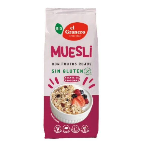 Muesli con Frutos Rojos Sin Gluten Bio 375g - Delicatessin