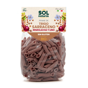 Penne Rigate de Trigo Sarraceno y Remolacha con Lino Sin Gluten Bio 250g - Delicatessin