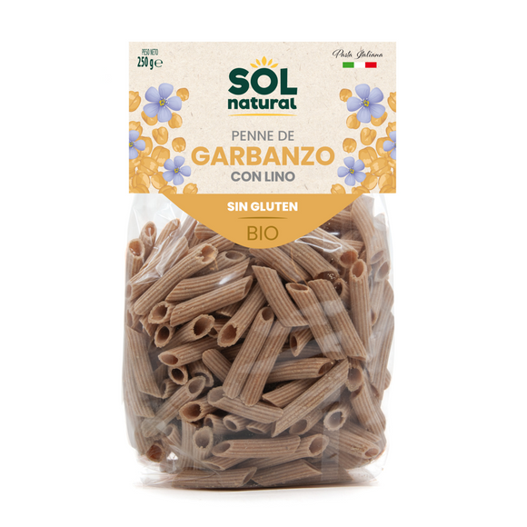 Penne Rigate de Garbanzo con Lino Sin Gluten Bio 250g - Delicatessin