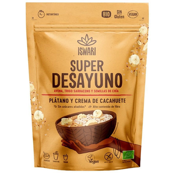 Súper Desayuno Cacahuete y Plátano Sin Gluten Bio 360g - Delicatessin