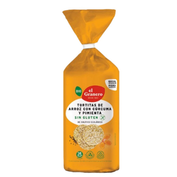 Tortitas de Arroz con Cúrcuma y Pimienta Sin Gluten Bio 115g - Delicatessin