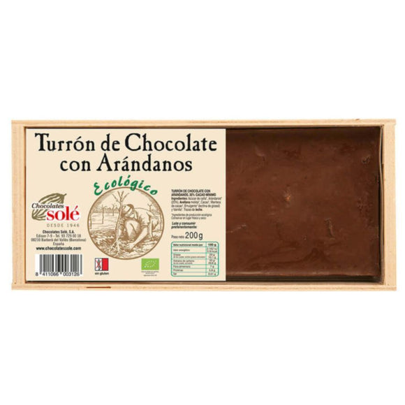 Turrón de Chocolate con Arándanos Bio Fairtrade 200g - Delicatessin