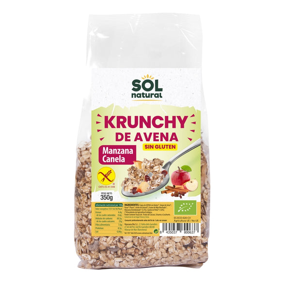 Krunchy de Avena con Manzana y Canela Sin Gluten Bio 350g - Delicatessin