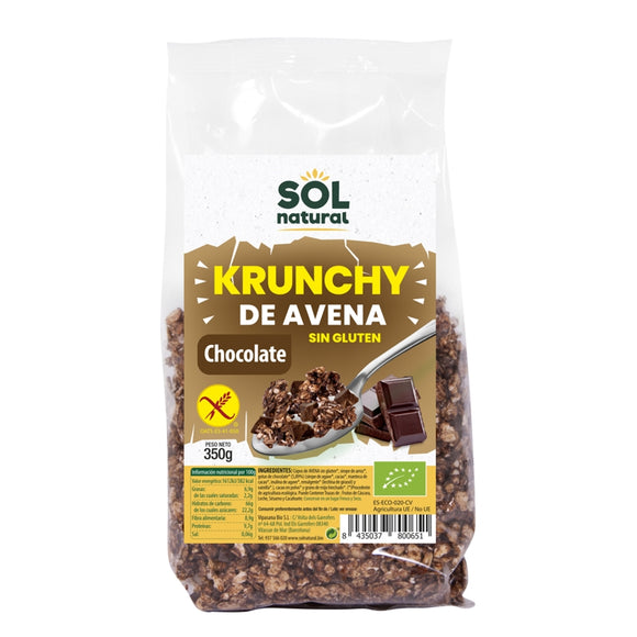 Krunchy de Avena con Chocolate Sin Gluten Bio 350g - Delicatessin