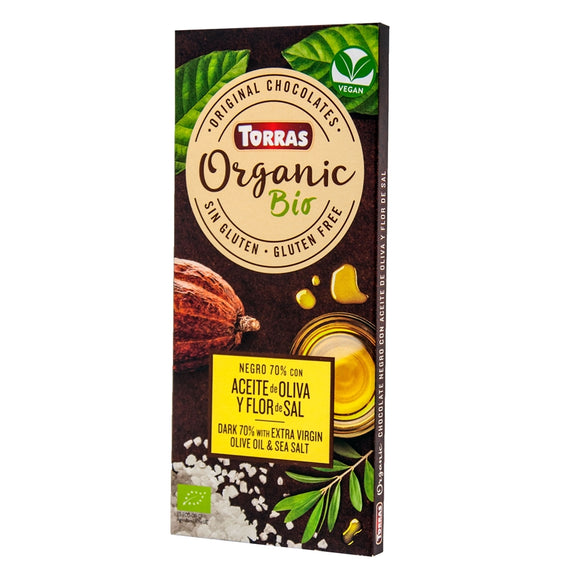 Chocolate Negro 70% Cacao con Aceite de Oliva Y Flor de Sal Bio 100g - Delicatessin