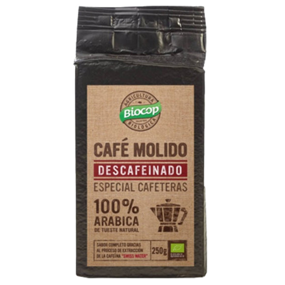 Café Descafeinado 100% Arábica Molido Bio 250g - Delicatessin
