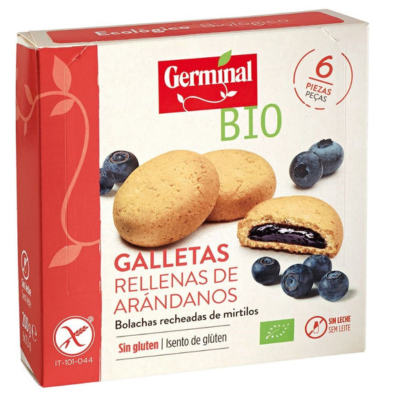 Galletas Rellenas de Crema de Arándanos Sin Gluten Bio 200g - Delicatessin