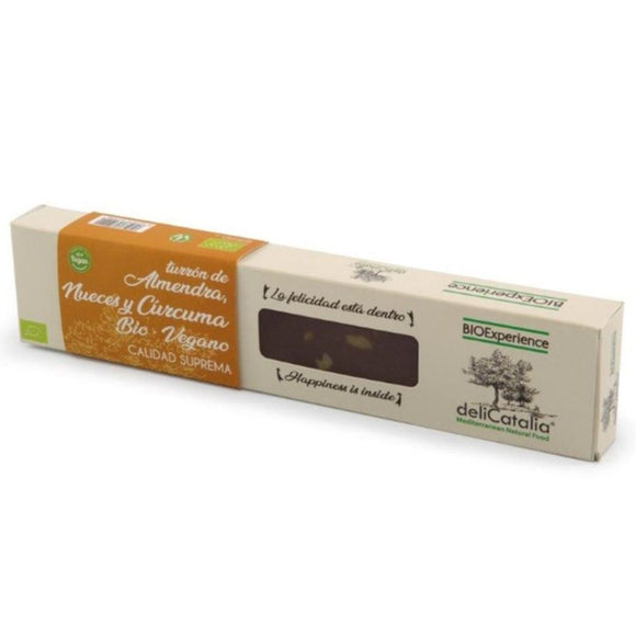 Turrón Almendras, Nueces y Cúrcuma Bio 165g - Delicatalia